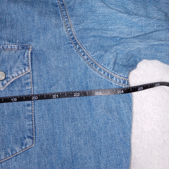 Levi's Denim Pearl Snap Shirt Men XL Lightwash Vintage Y2K Grunge Cowboy Western - Picture 8 of 14